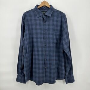 Rodd Gunn Shirt Mens 2XL Sports Fit Italian Fabric Blue Plaid Long Sleeve Preppy
